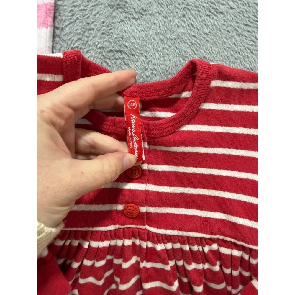 Hanna Andersson Lands End‎ Cherokee Girls Dress Bundle Striped Gray Pink Red 4 5